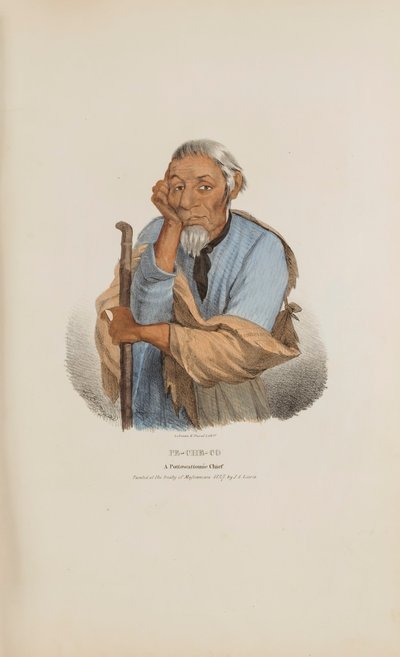 PE-CHE-CO; Wódz Pottowattomie, z Portfolio Aborygenów autorstwa James Otto Lewis