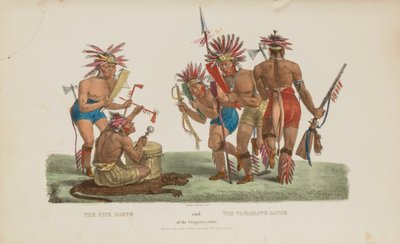 The Pipe Dance and the Tomahawk Dance of the Chippeway Tribe, z The Aboriginal Portfolio autorstwa James Otto Lewis