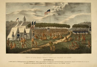 Widok Wielkiego Traktatu, który odbył się w Prairie du Chien, wrzesień 1825 r. autorstwa James Otto Lewis
