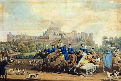 Jerzy III (1738-1820) Wracający z polowania, rycina M. Dubourg, 1820 (akwatinta) autorstwa James Pollard