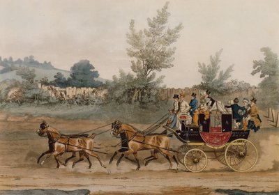 Light Post Coach (kolorowy grawerunek) autorstwa James Pollard
