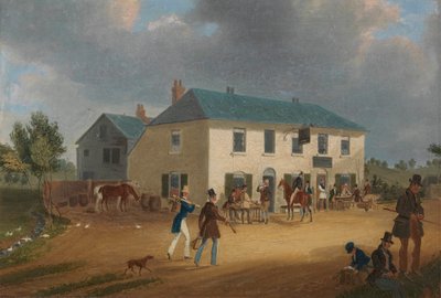 Na zewnątrz Pike and Anchor Inn w Ponders End, Middlesex autorstwa James Pollard