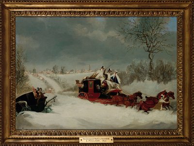 Liverpool Mail podczas śnieżycy w pobliżu St. Albans, 1837 autorstwa James Pollard
