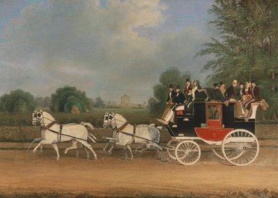 Autokar Londyn-Faringdon przejeżdżający przez Buckland House w Berkshire autorstwa James Pollard