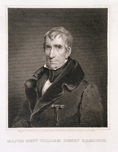 Generał dywizji William Henry Harrison, wyryty przez Richarda W. Dodsona (1812-67) autorstwa James Reid Lambdin