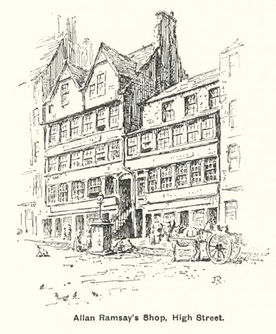 Sklep Allana Ramsaya, High Street (lito) autorstwa James Riddel