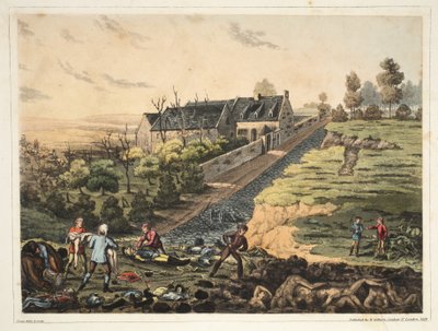Widok z przodu na farmę w La Haye Sainte autorstwa James Rouse