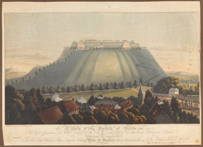 Widok na twierdzę Bitche. Skład karny dla brytyjskich jeńców wojennych, 1799 autorstwa James Rouse