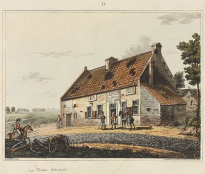 La Belle Alliance, z "Historycznej relacji z bitwy pod Waterloo", 1817 (akwatinta barwna) autorstwa James Rouse