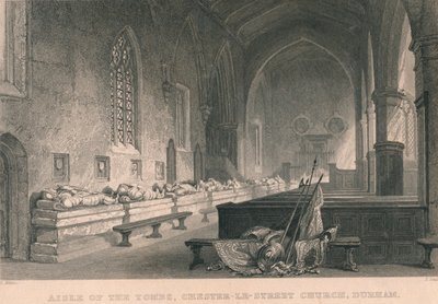 Nawa grobów, kościół Chester-Le-Street, Durham, 1834 autorstwa James Sands