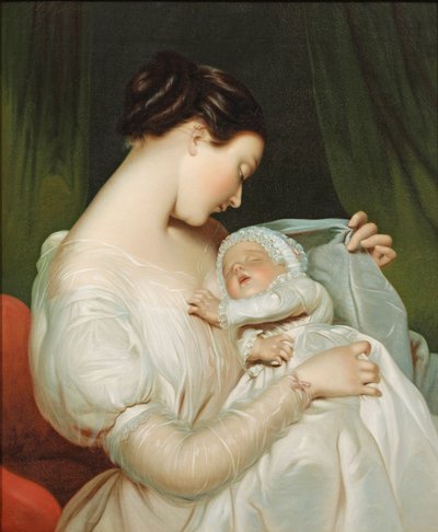 James Sant - Portret żony artysty Elizabeth z córką autorstwa James Sant