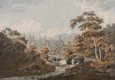 Peeblesshire: Habbies How, Peggys Pool i Carlops Hill (atrament i toaleta na papierze) autorstwa James Stevenson