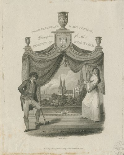 Katedra w Lichfield - widok na południowy zachód: grawerowanie i [ok. 1820] autorstwa James Storer