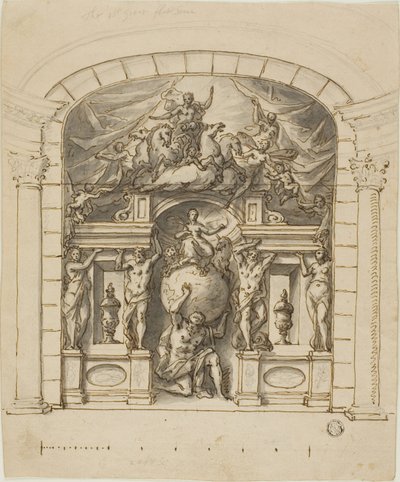 Projekt scenografii scenicznej (Hampton Court) z postaciami mitologicznymi autorstwa James Thornhill