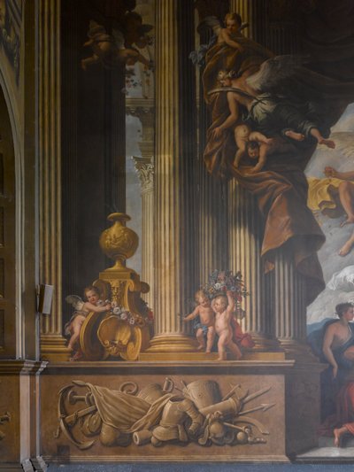 Fragment zachodniej ściany Malowanej Sali, malowidło ścienne z ok. 1707-27 autorstwa James Thornhill