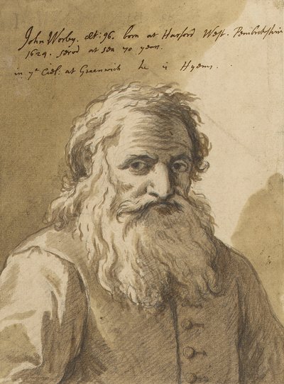 John Worley (1624-1721), ok. 1720 (grafit, pranie, brąz) autorstwa James Thornhill