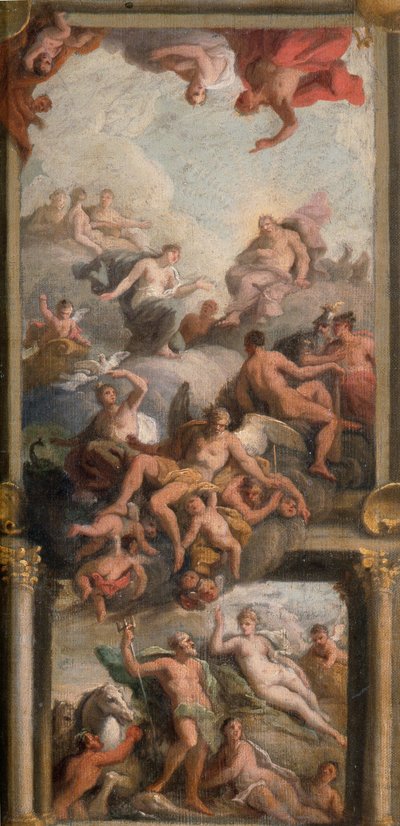 Scena olimpijska, ok. 1720 (olej na płótnie) autorstwa James Thornhill