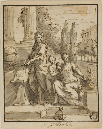 Portret geografa, żony i dziecka autorstwa James Thornhill