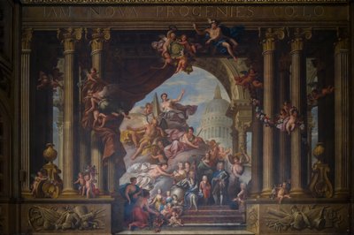 Zachodnia ściana Sali Malowanej, ok. 1707-27 (malarstwo ścienne) autorstwa James Thornhill