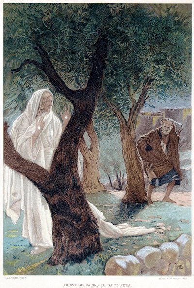 Chrystus ukazujący się św. Piotrowi, ok. 1890 r. autorstwa James Tissot
