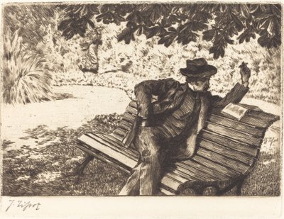 Denoisel czytanie w ogrodzie, 1882. autorstwa James Tissot