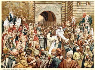 Jezus wychowujący syna wdowy w Nain, ok. 1890 r. autorstwa James Tissot