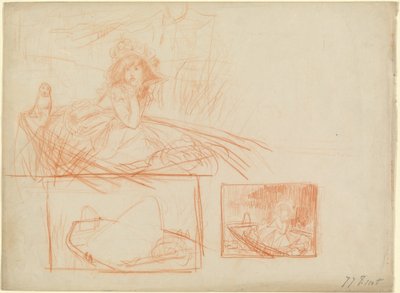 Zamyślona dziewczyna dryfująca w łodzi. autorstwa James Tissot