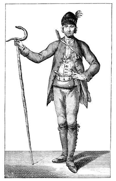 James Boswell, esq w stroju uzbrojonego korsykańskiego wodza, 1769. autorstwa James Wale