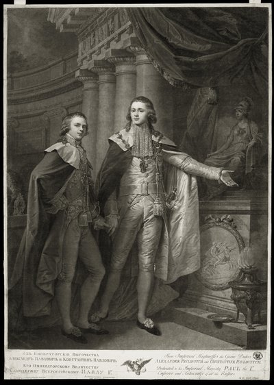 Portret wielkich książąt Aleksandra Pawłowicza i Konstantyna Pawłowicza z Rosji, 1797 autorstwa James Walker