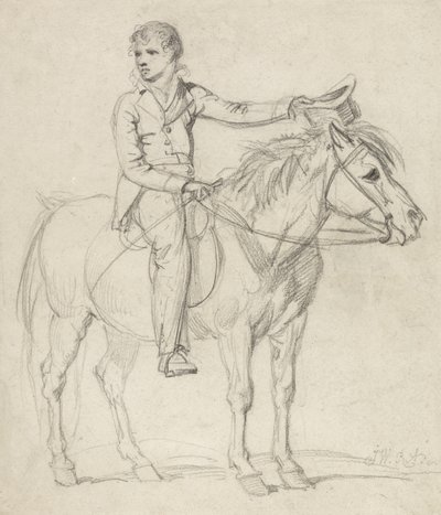 Lord Stanhope (1753-1816) jako chłopiec jadący na kucyku (ołówek na papierze) autorstwa James Ward