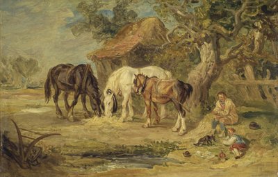 Posiłek Południowy, ok. 1830-40 (olej na panelu) autorstwa James Ward