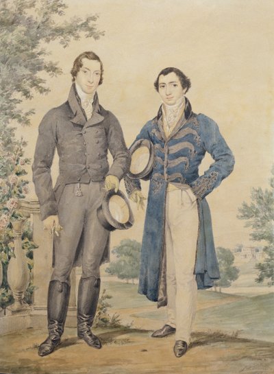 Portret dwóch panów, 1817 (ołówek i wc, podkreślone bielą) autorstwa James Warren Childe