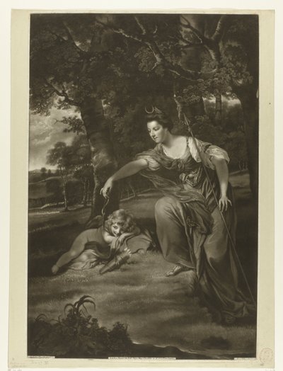 Portret Elizabeth Montagu i jej syna Jerzego jako Diana i Kupidyn autorstwa James Watson (prentmaker)