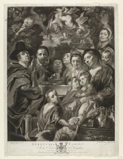 Portret Jacquesa Jordaensa z rodzicami, braćmi i siostrami Rubens i Rodzina (tytuł na obiekcie) Obrazy z Galerii Houghton (tytuł serii) Galeria Houghton (tytuł serii) autorstwa James Watson (prentmaker)