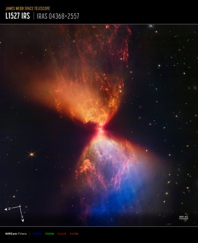 L1527 i Protostar (obraz z kompasu NIRCam) autorstwa James Webb Space Telescope (NASA)