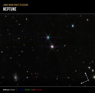Szerokie pole Neptuna (obraz z kompasu NIRCam) autorstwa James Webb Space Telescope (NASA)