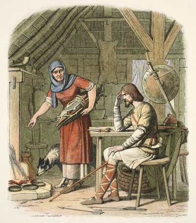 Alfred w domku neatherdów, ok. 878 r., z A Chronicle of England BC 55 do AD 1485, wyd. Londyn autorstwa James William Edmund Doyle