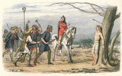 Edmund, król Anglii Wschodniej, zabity przez Duńczyków, IX wiek 1864 autorstwa James William Edmund Doyle