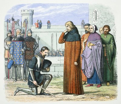 Henry Bolingbroke żądający tronu Ryszarda II z Anglii, Flint, Walia, 1399 1864. autorstwa James William Edmund Doyle