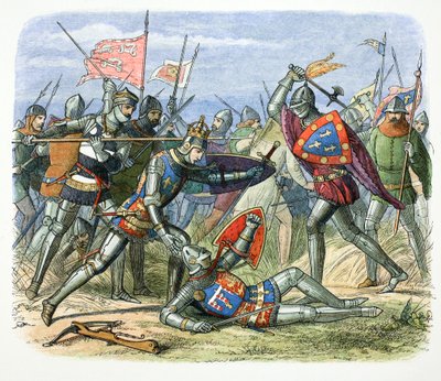 Henryk V z Anglii zaatakowany przez księcia Alencon w bitwie pod Agincourt, 1415 1864 autorstwa James William Edmund Doyle