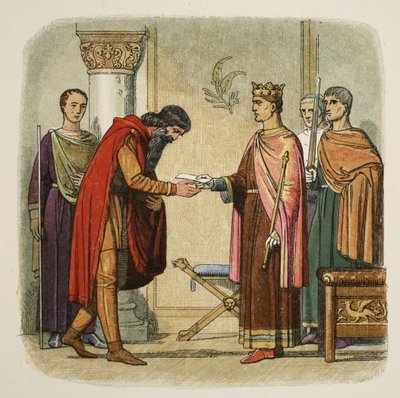 Henry upoważnia Dermoda do ściągania sił, 1170, od A Chronicle of England BC 55 do AD 1485, wyd. Londyn, 1863 r. autorstwa James William Edmund Doyle