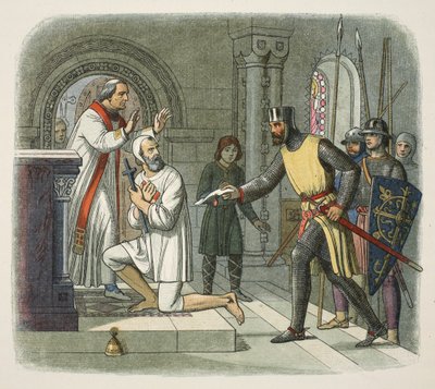 Hubert zabrany z sanktuarium w Boisars, 1232, z A Chronicle of England BC 55 do AD 1485, wyd. Londyn, 1863 r. autorstwa James William Edmund Doyle
