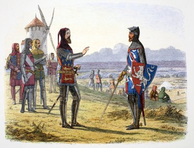 Król Edward III odmawia pomocy swojemu synowi w bitwie pod Crecy, Francja, 1346 1864 autorstwa James William Edmund Doyle