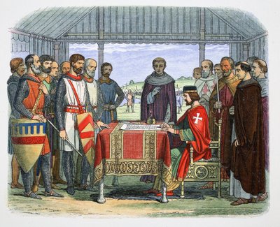 Król Jan podpisuje Wielką Kartę, Runnymede, Surrey, 1215 1864. autorstwa James William Edmund Doyle