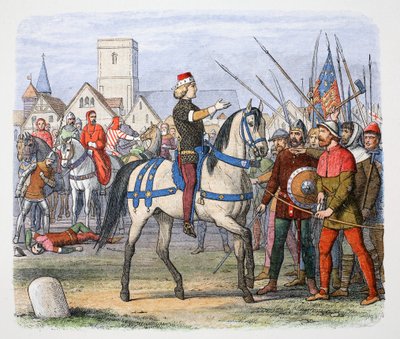 Król Ryszard II spotyka buntowników w Smithfield, Bunt chłopski, 1381 1864. autorstwa James William Edmund Doyle