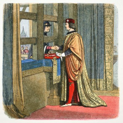 Spotkanie Edwarda IV z Anglii i Ludwika XI z Francji w Picquigny, Francja, 1475 1864 autorstwa James William Edmund Doyle