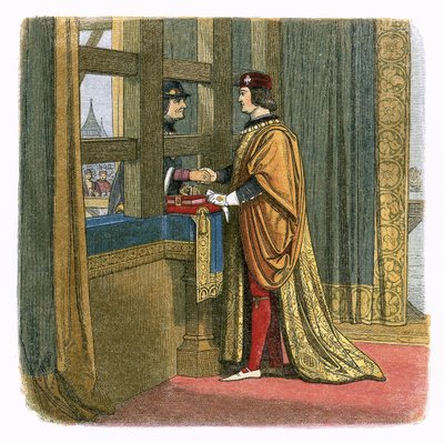 Spotkanie króla Edwarda IV i Ludwika XI Francji w Pecquigny autorstwa James William Edmund Doyle