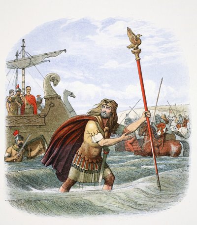 Rzymski chorąży 10. legion lądujący w Wielkiej Brytanii, 55BC 1864. autorstwa James William Edmund Doyle