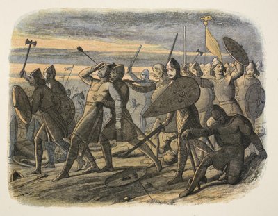 Śmierć Harolda II w bitwie pod Hastings, 1066, od A Chronicle of England BC 55 do AD 1485, wyd. Londyn, 1863 r. autorstwa James William Edmund Doyle