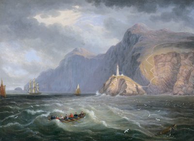 „South Stack Rock Holyhead”, 1820-1830 autorstwa James Wilson Carmichael